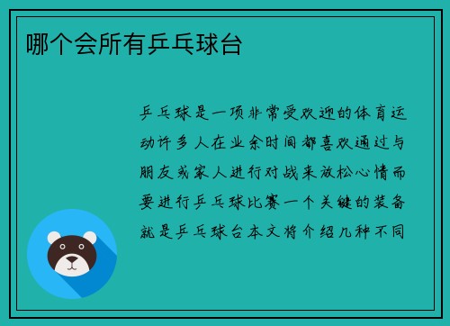 哪个会所有乒乓球台